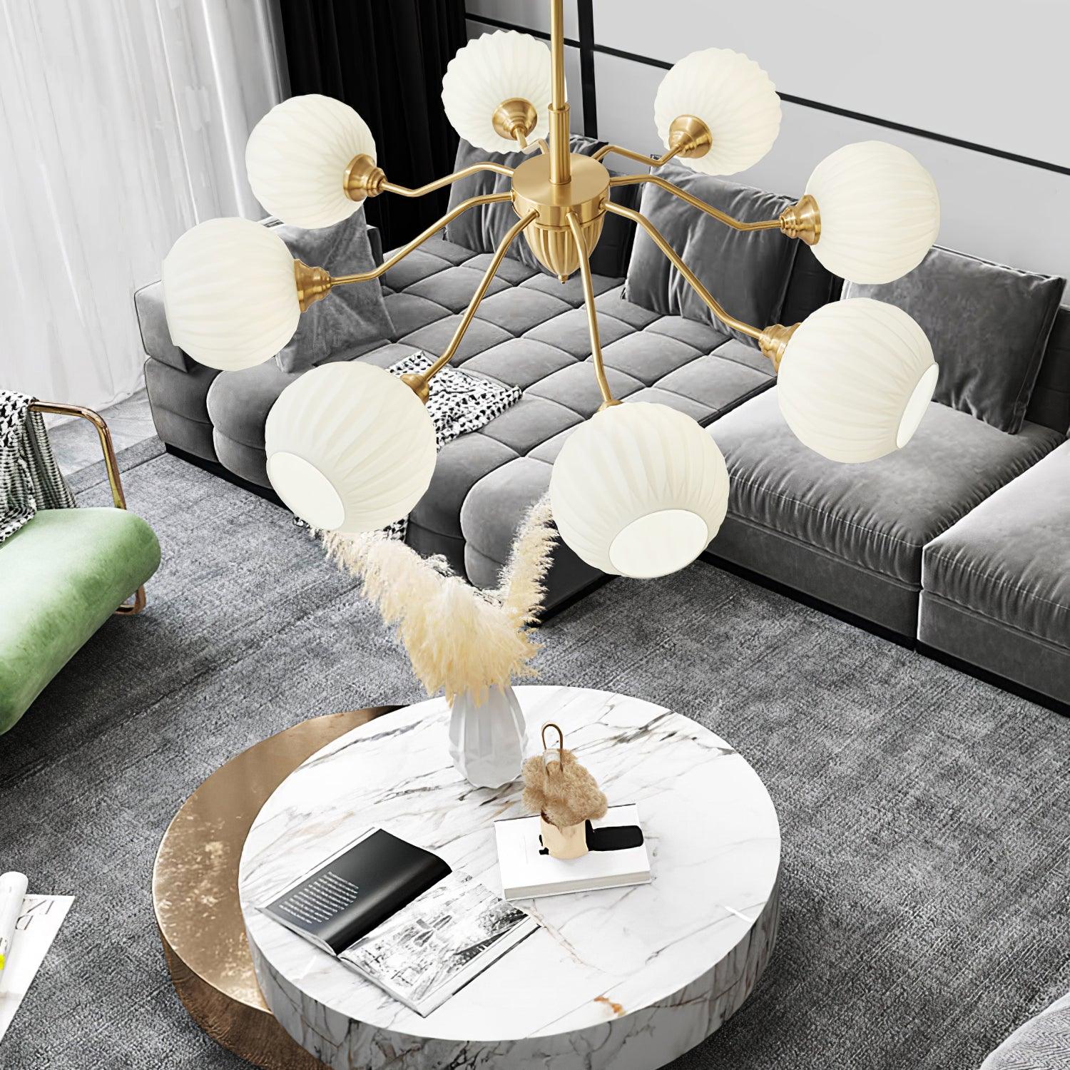 Ribbed Glass Ball Chandelier - Lamp Outdoor