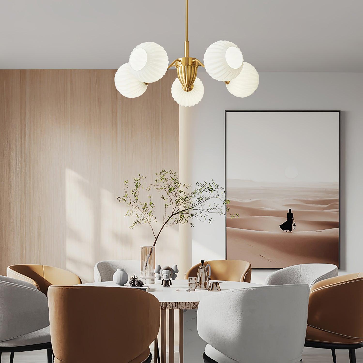 Ribbed Glass Ball Chandelier - Lamp Outdoor