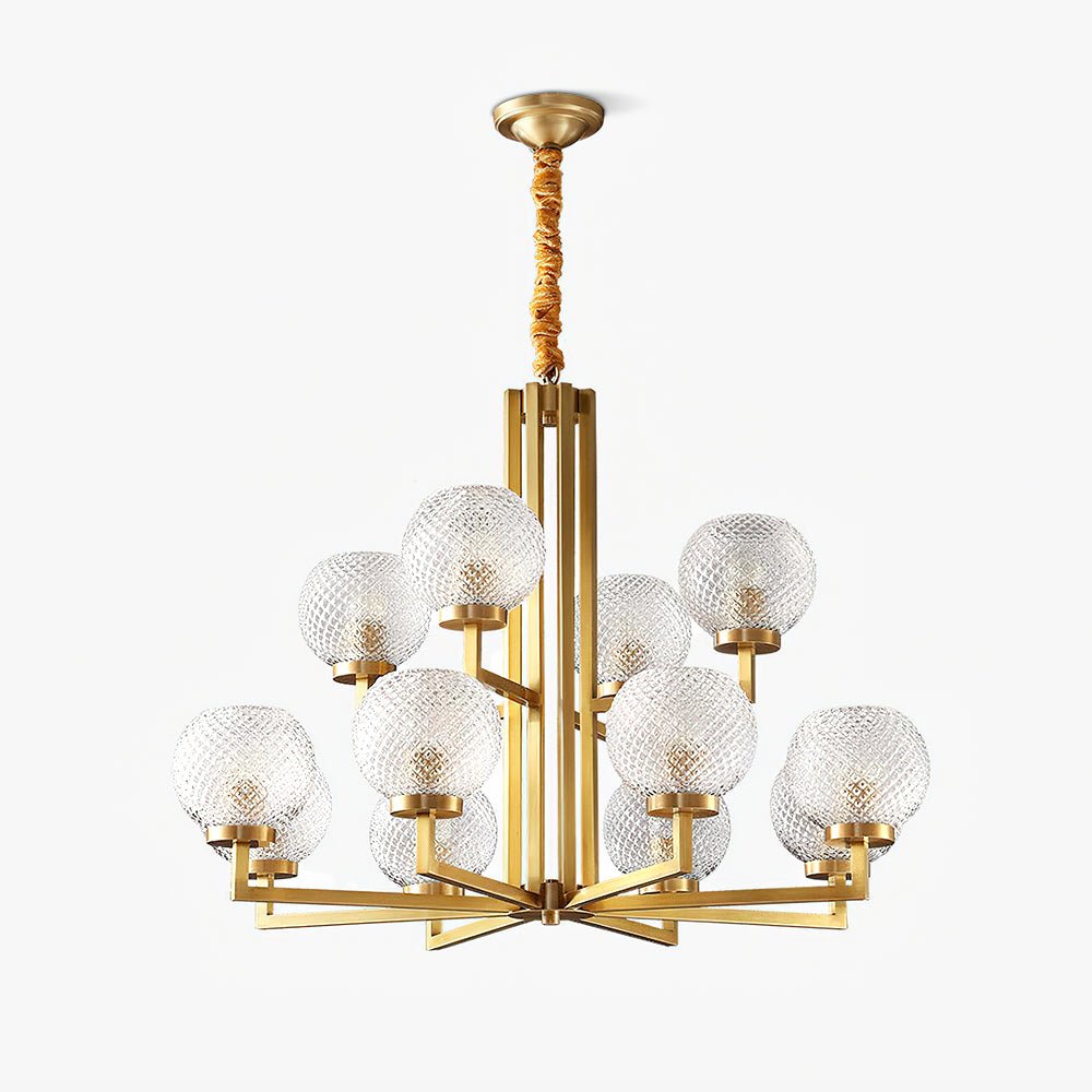 Ribbed Glass Brass Chandelier - Lamp Outdoor
