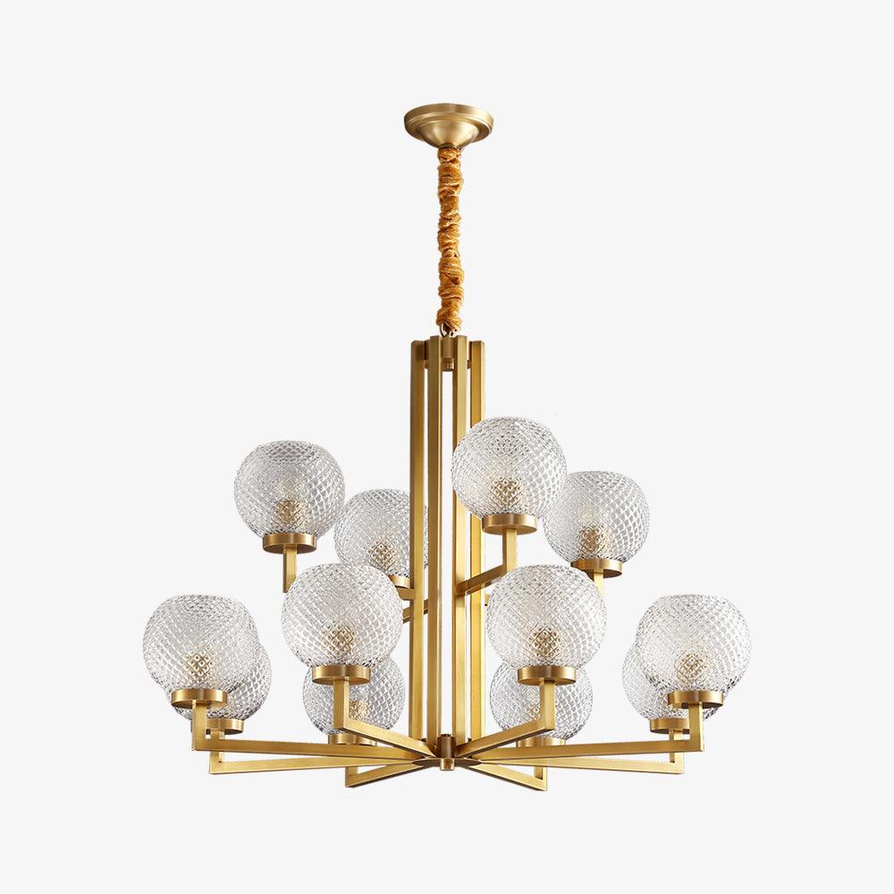 Ribbed Glass Brass Chandelier - Lamp Outdoor