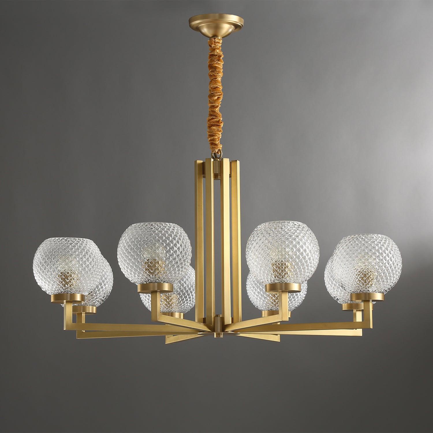 Ribbed Glass Brass Chandelier - Lamp Outdoor