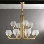 Ribbed Glass Brass Chandelier - Lamp Outdoor