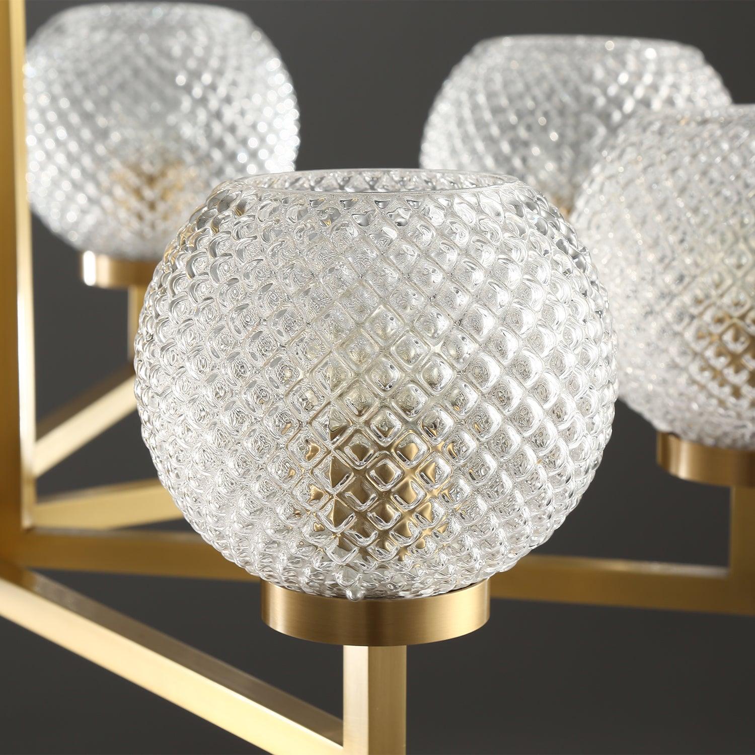 Ribbed Glass Brass Chandelier - Lamp Outdoor