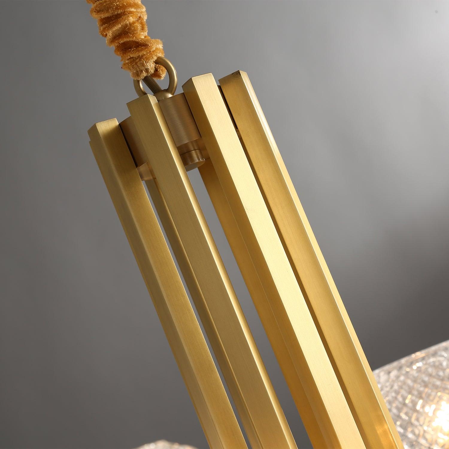 Ribbed Glass Brass Chandelier - Lamp Outdoor