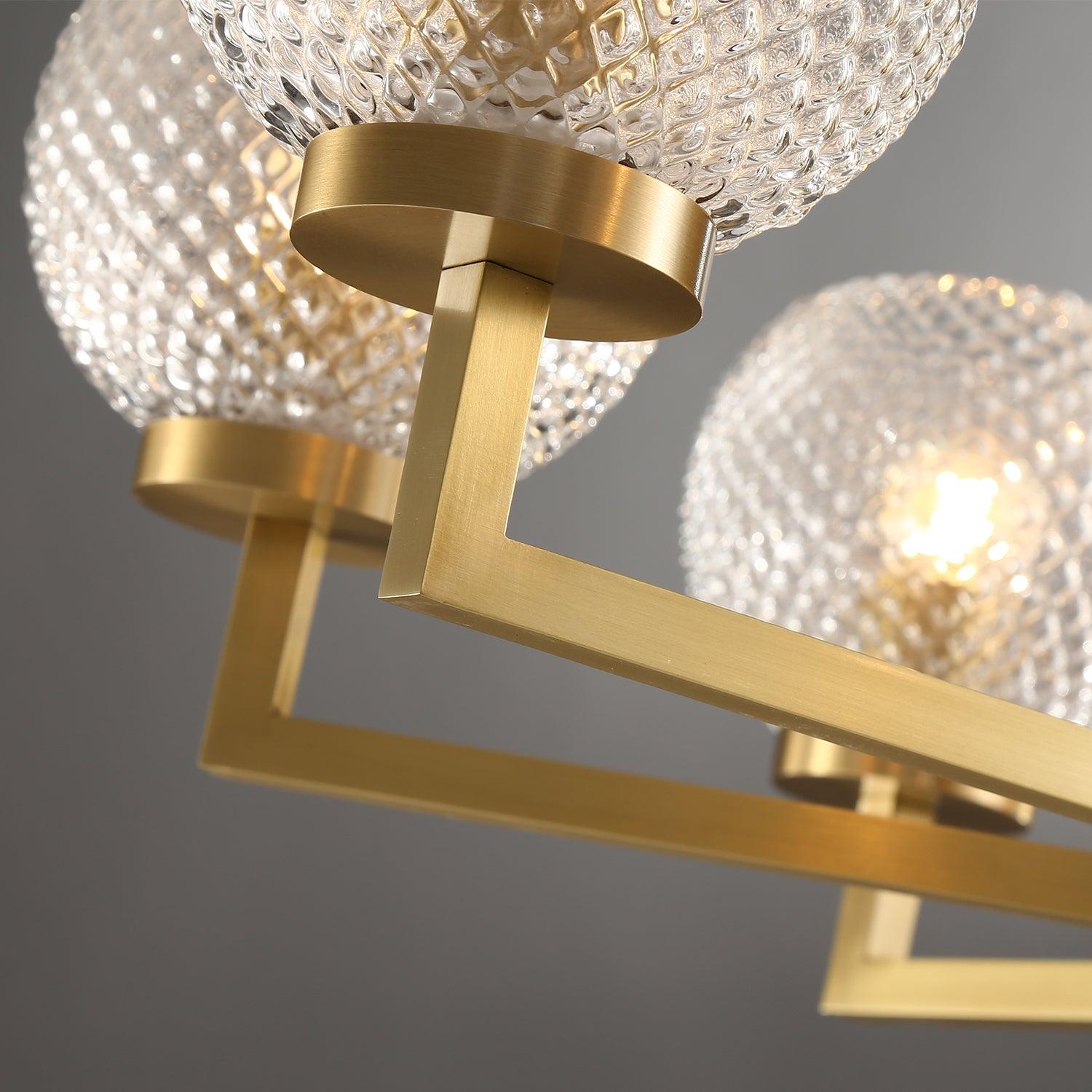 Ribbed Glass Brass Chandelier - Lamp Outdoor
