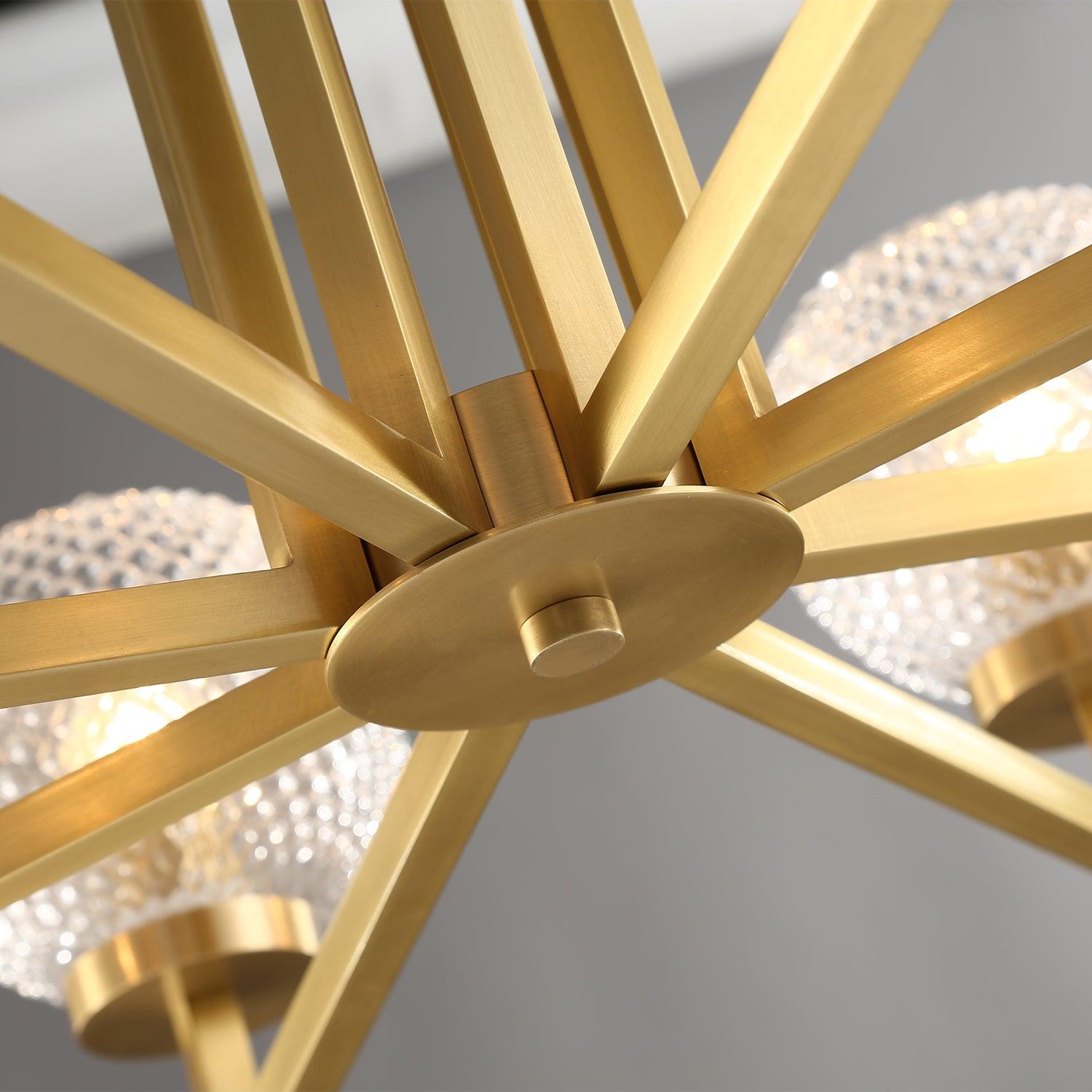 Ribbed Glass Brass Chandelier - Lamp Outdoor