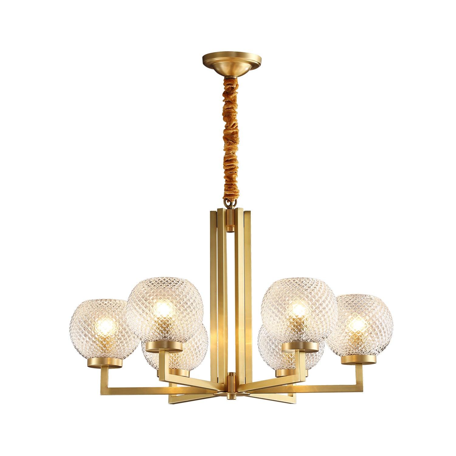 Ribbed Glass Brass Chandelier - Lamp Outdoor