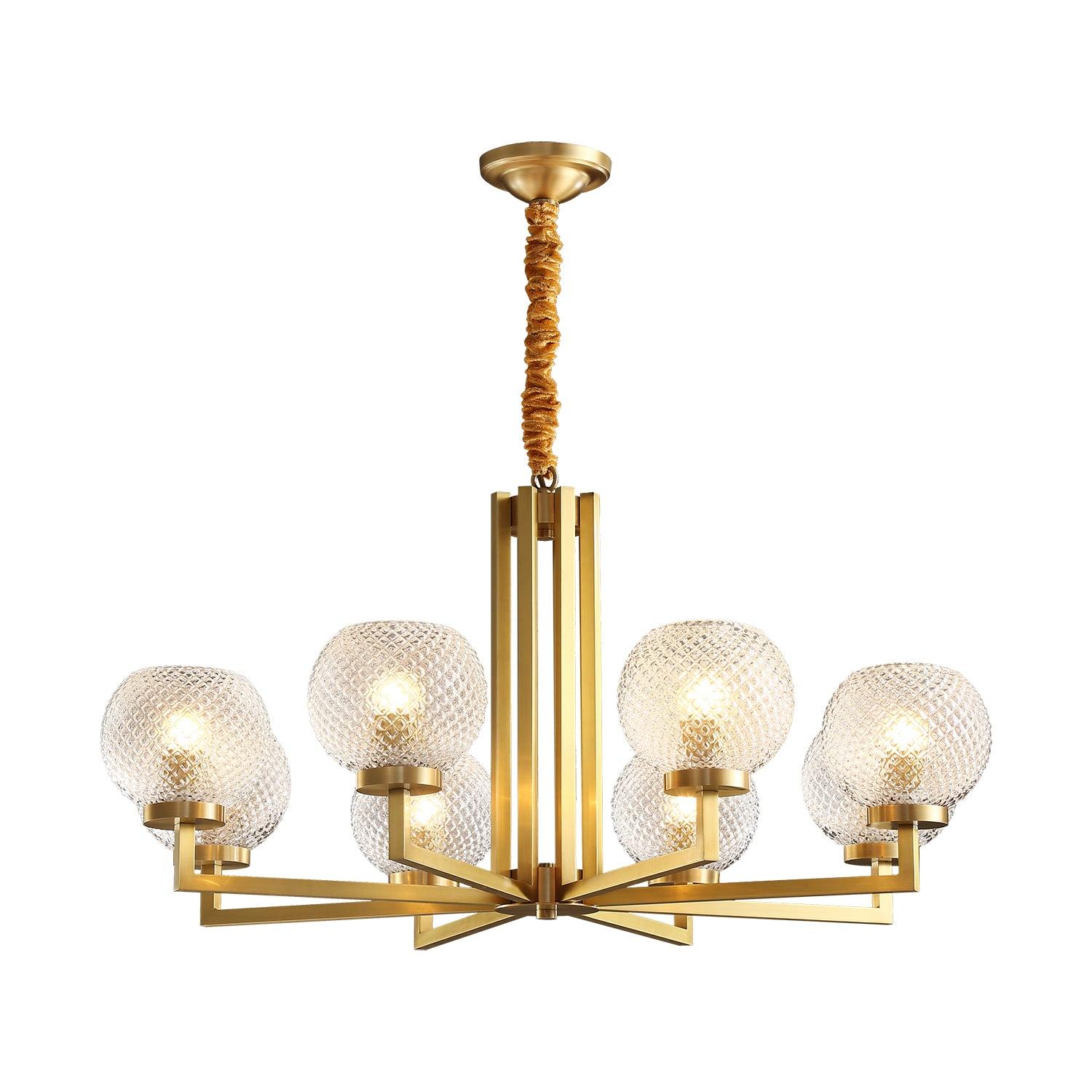 Ribbed Glass Brass Chandelier - Lamp Outdoor