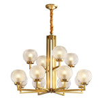 Ribbed Glass Brass Chandelier - Lamp Outdoor