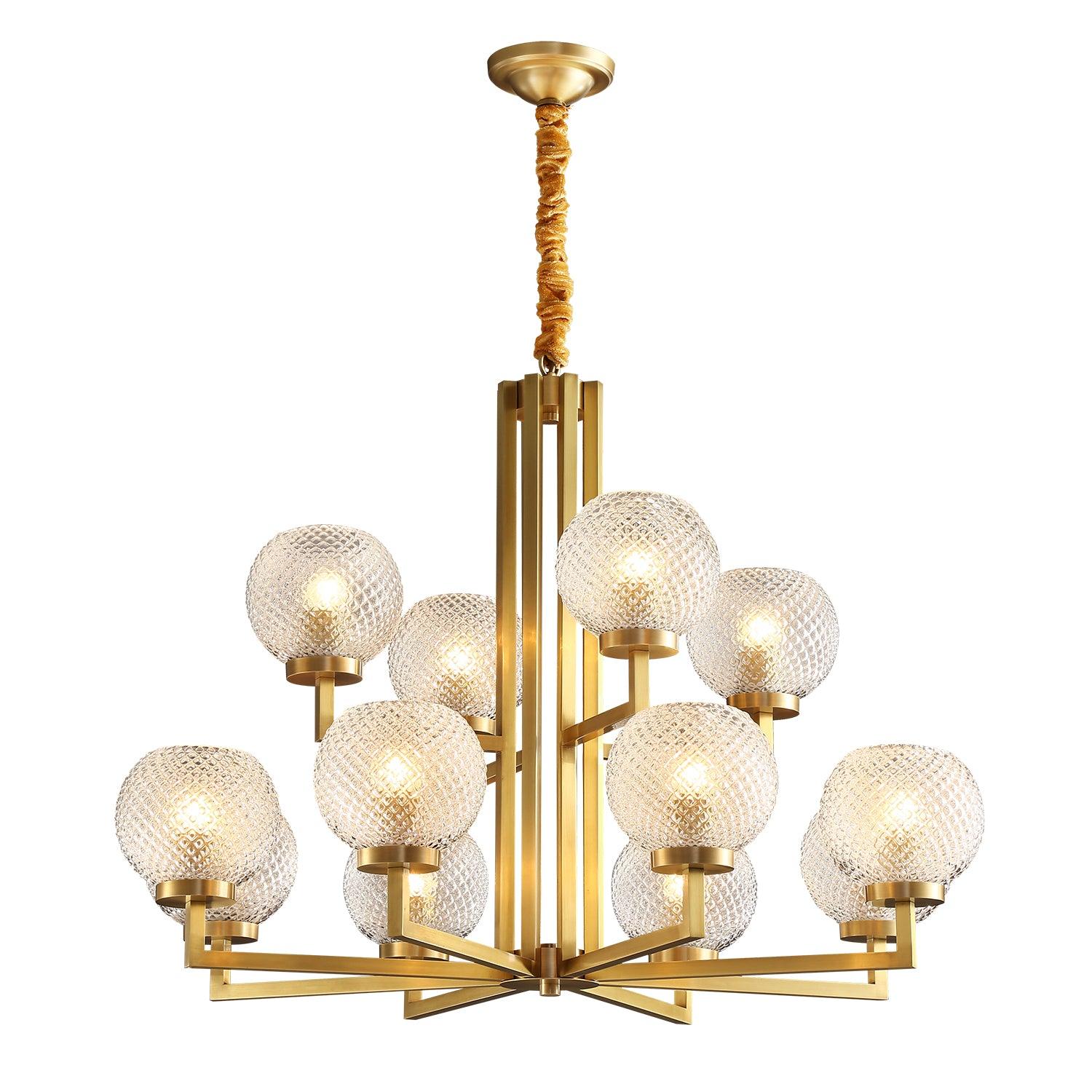 Ribbed Glass Brass Chandelier - Lamp Outdoor