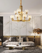 Ribbed Glass Brass Chandelier - Lamp Outdoor