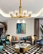 Ribbed Glass Brass Chandelier - Lamp Outdoor