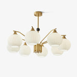Ribbed Glass Gold Chandelier - Lamp Outdoor