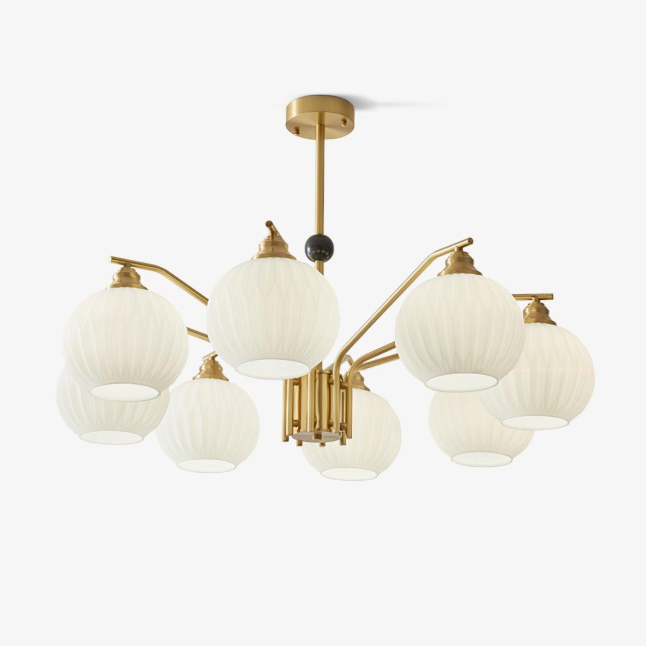 Ribbed Glass Gold Chandelier - Lamp Outdoor