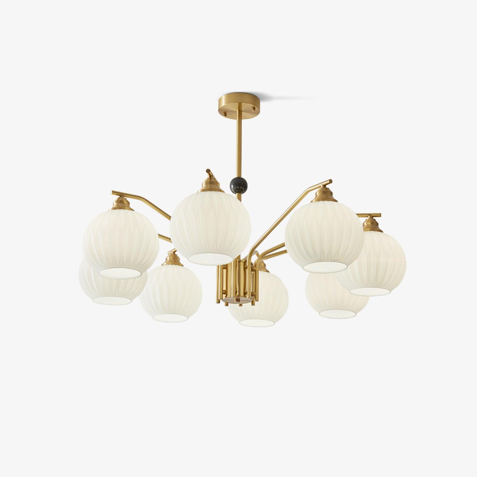 Ribbed Glass Gold Chandelier - Lamp Outdoor