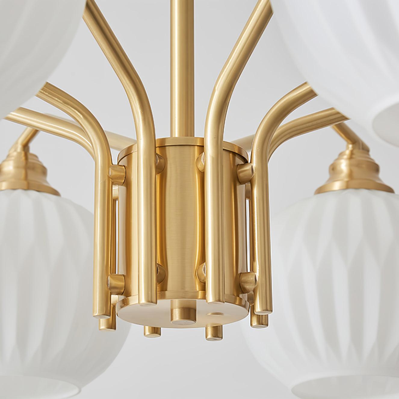 Ribbed Glass Gold Chandelier - Lamp Outdoor