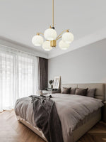 Ribbed Glass Gold Chandelier - Lamp Outdoor