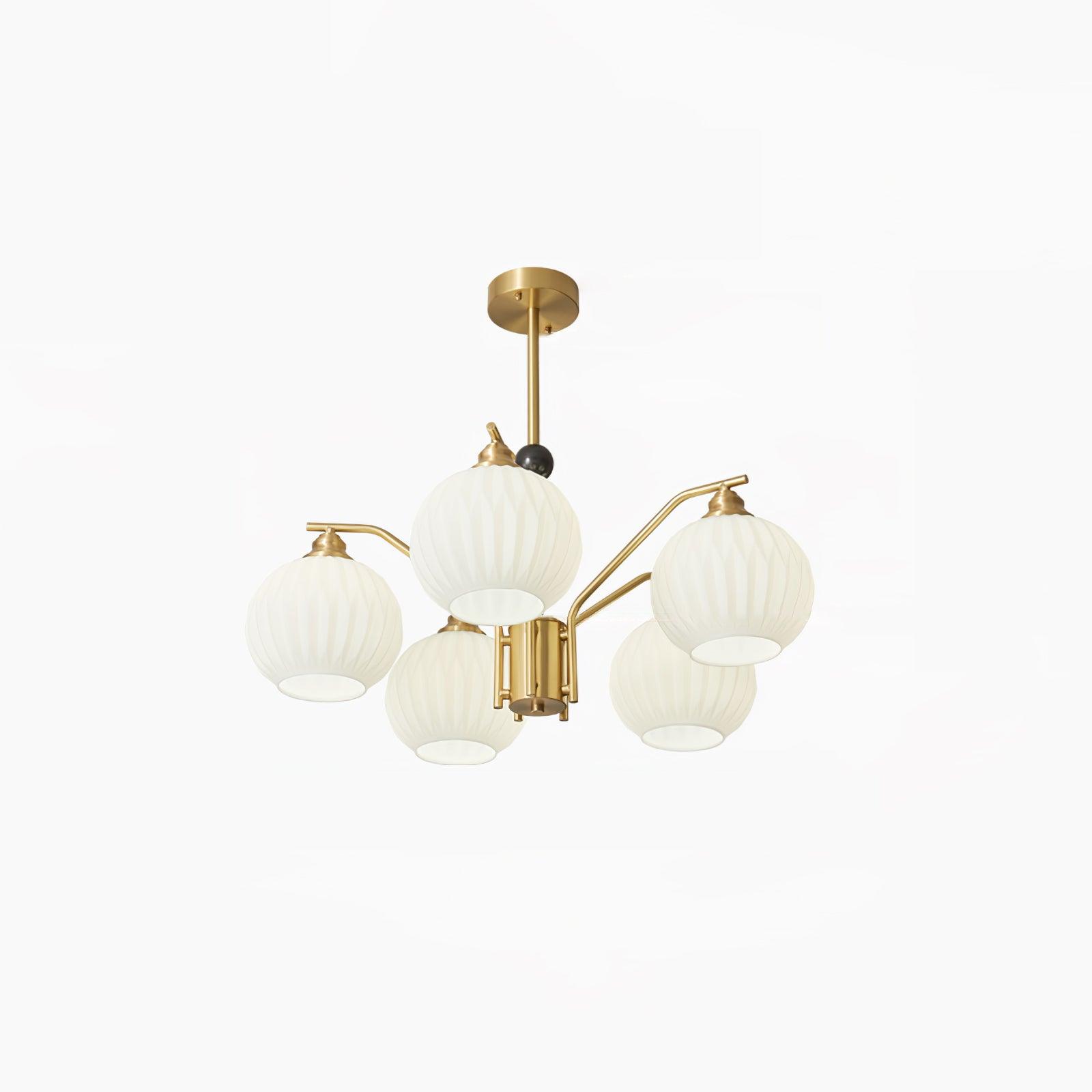 Ribbed Glass Gold Chandelier - Lamp Outdoor
