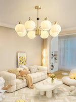 Ribbed Glass Gold Chandelier - Lamp Outdoor