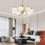 Ribbed Glass Gold Chandelier - Lamp Outdoor