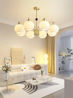 Ribbed Glass Gold Chandelier - Lamp Outdoor