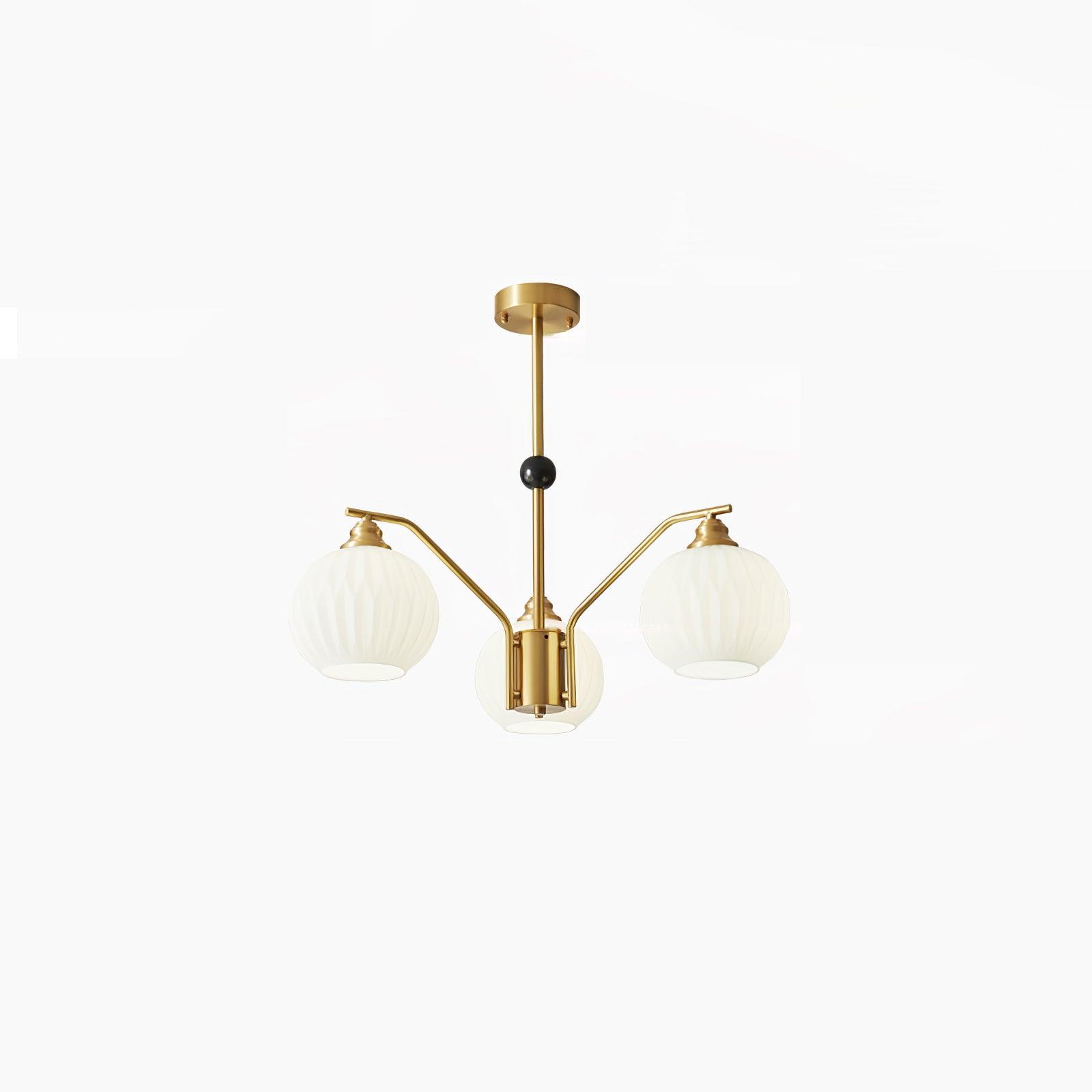 Ribbed Glass Gold Chandelier - Lamp Outdoor