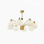 Ribbed Glass Gold Chandelier - Lamp Outdoor