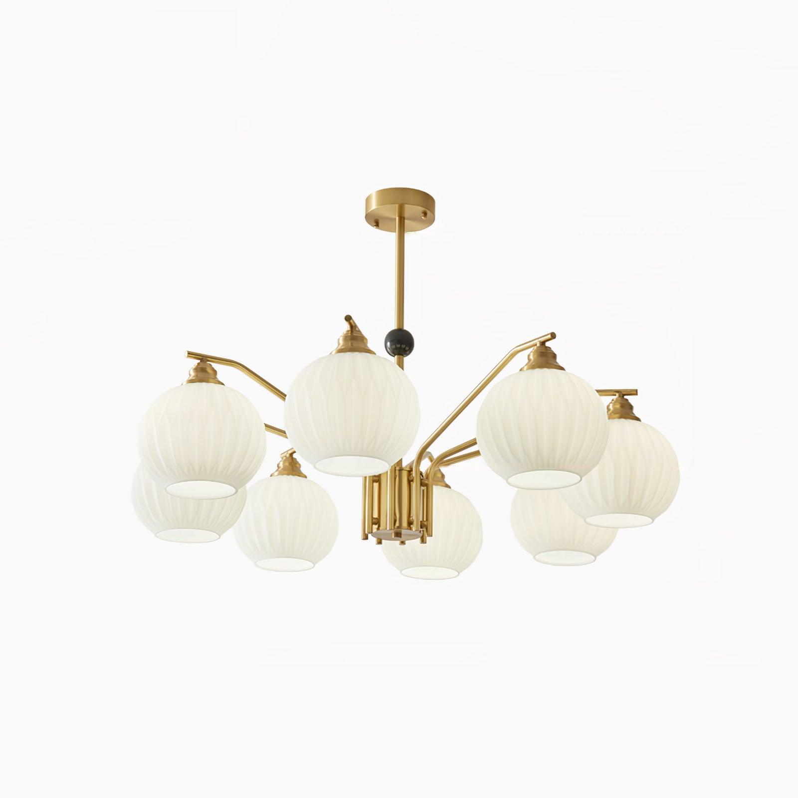 Ribbed Glass Gold Chandelier - Lamp Outdoor