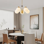 Ribbed Glass Gold Chandelier - Lamp Outdoor