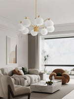 Ribbed Glass Gold Chandelier - Lamp Outdoor