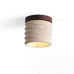 Vomaran Fluted Cylinder Travertine Ceiling Light - Letslighting