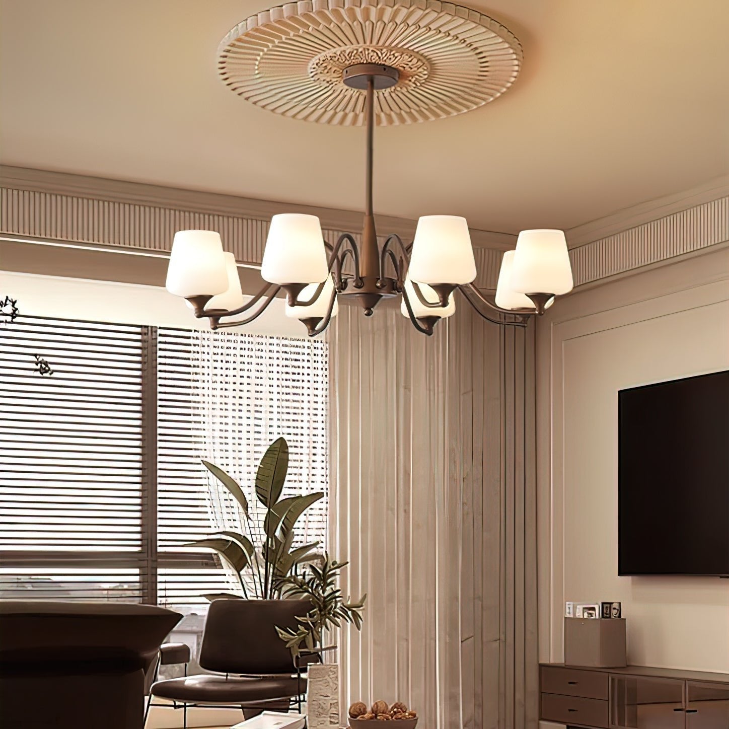 Aurora Chandelier Frosted Glass Shades - Lamp Outdoor