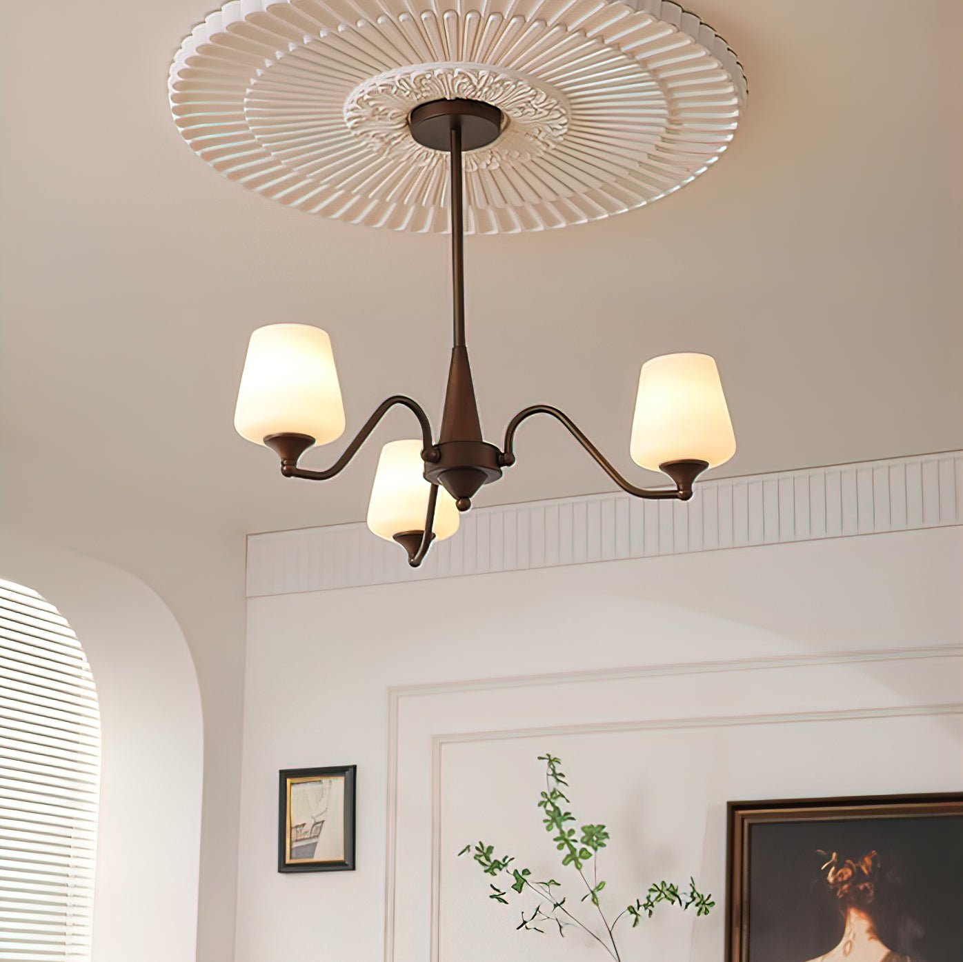 Aurora Chandelier Frosted Glass Shades - Lamp Outdoor