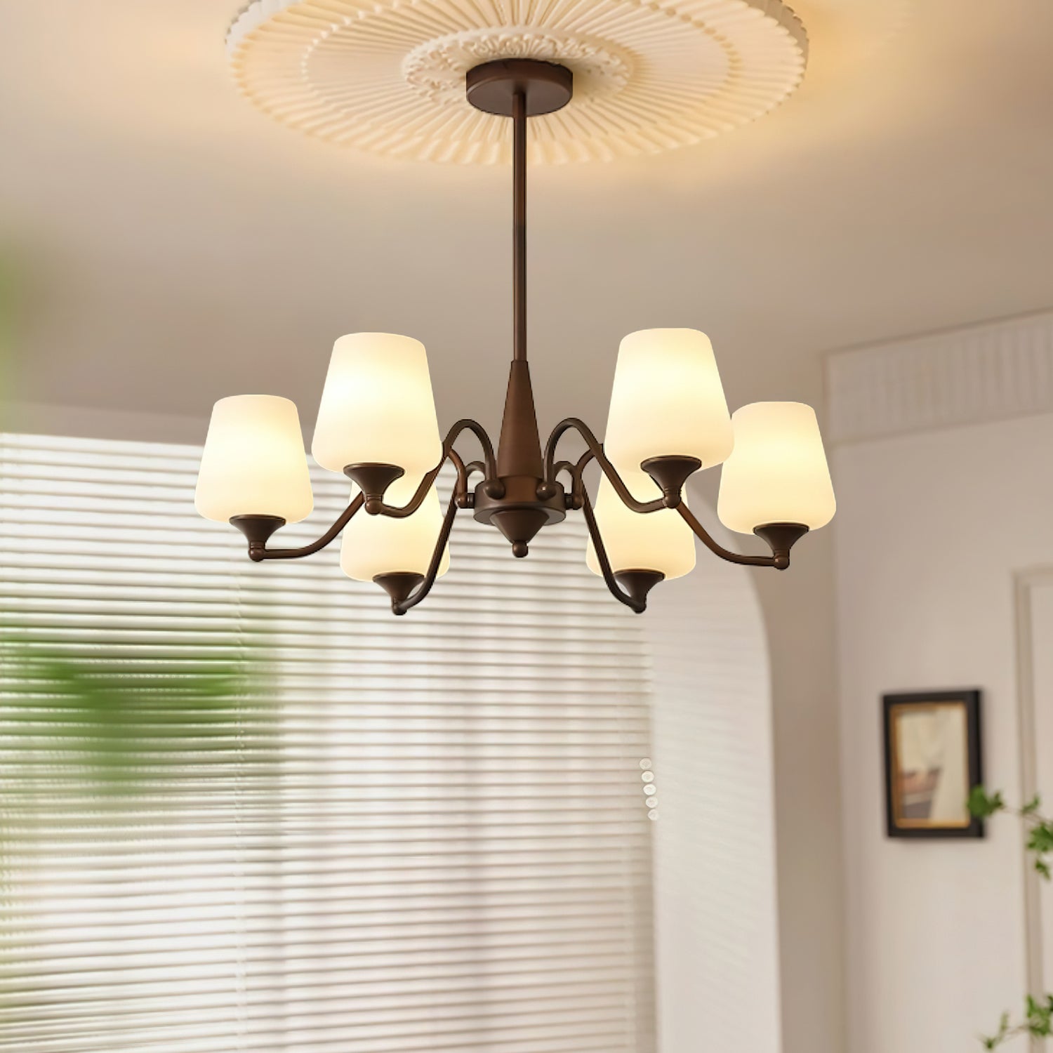 Aurora Chandelier Frosted Glass Shades - Lamp Outdoor