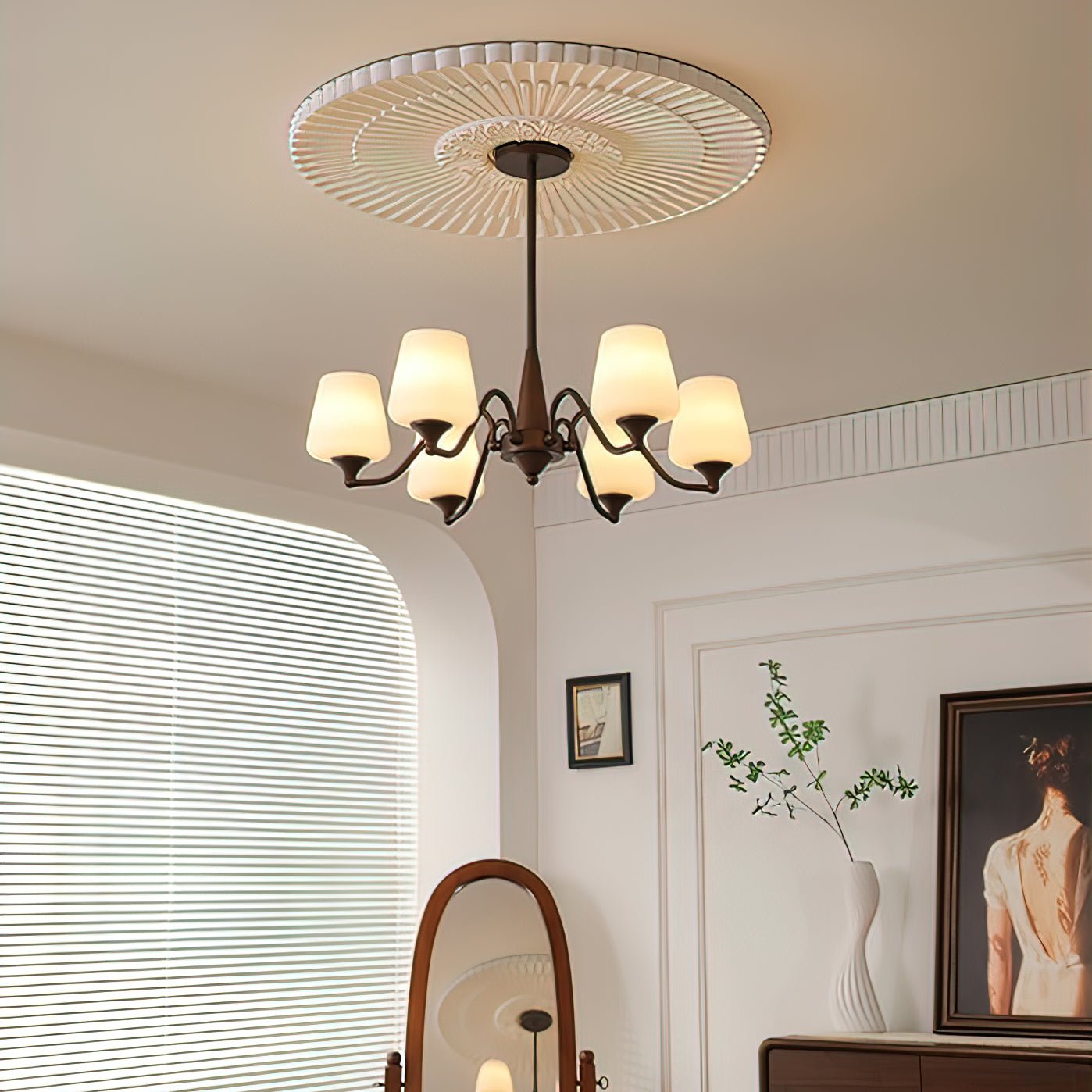 Aurora Chandelier Frosted Glass Shades - Lamp Outdoor