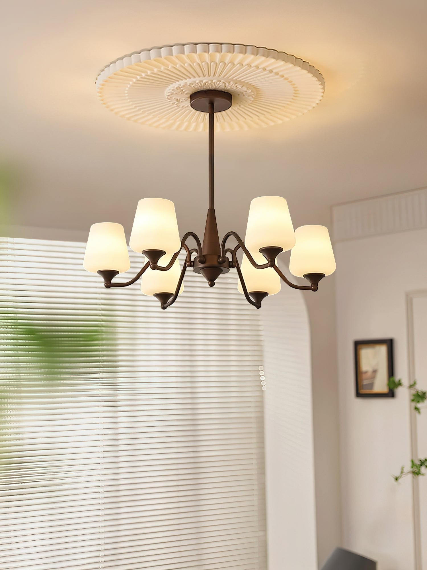 Aurora Chandelier Frosted Glass Shades - Lamp Outdoor