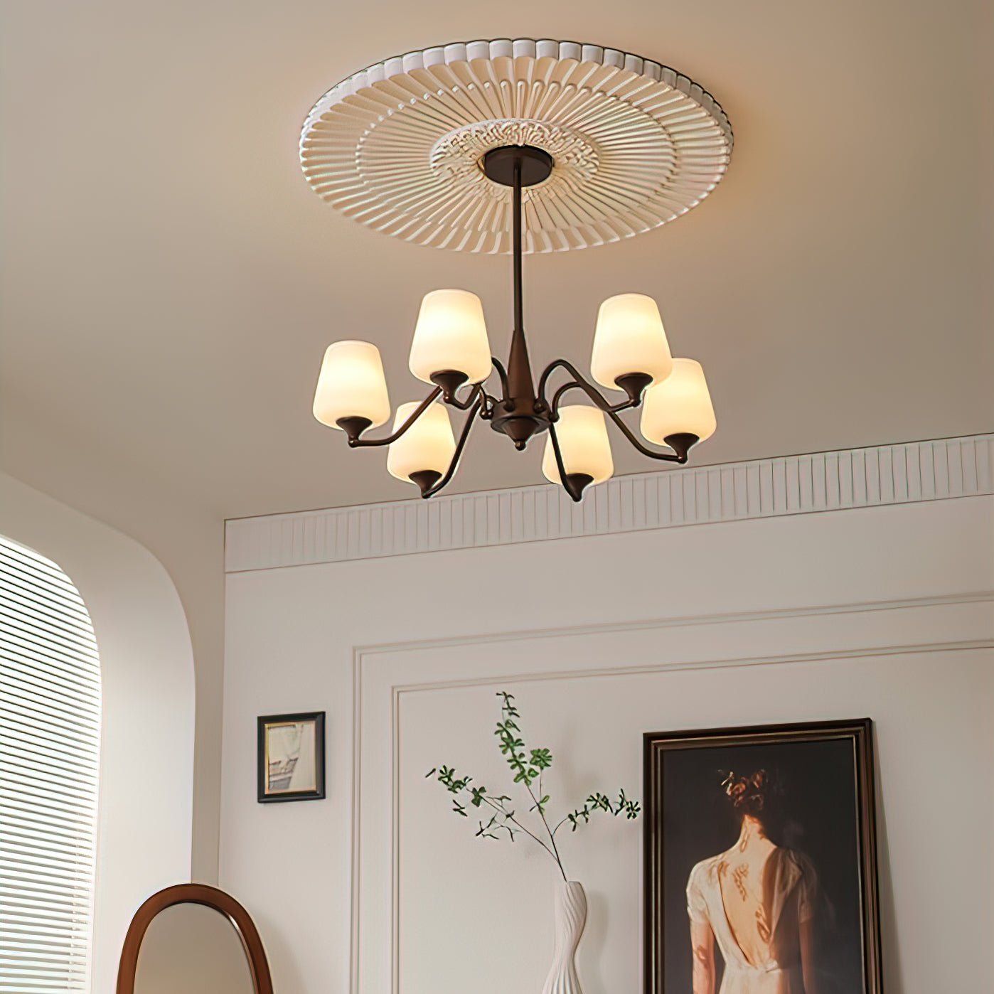 Aurora Chandelier Frosted Glass Shades - Lamp Outdoor