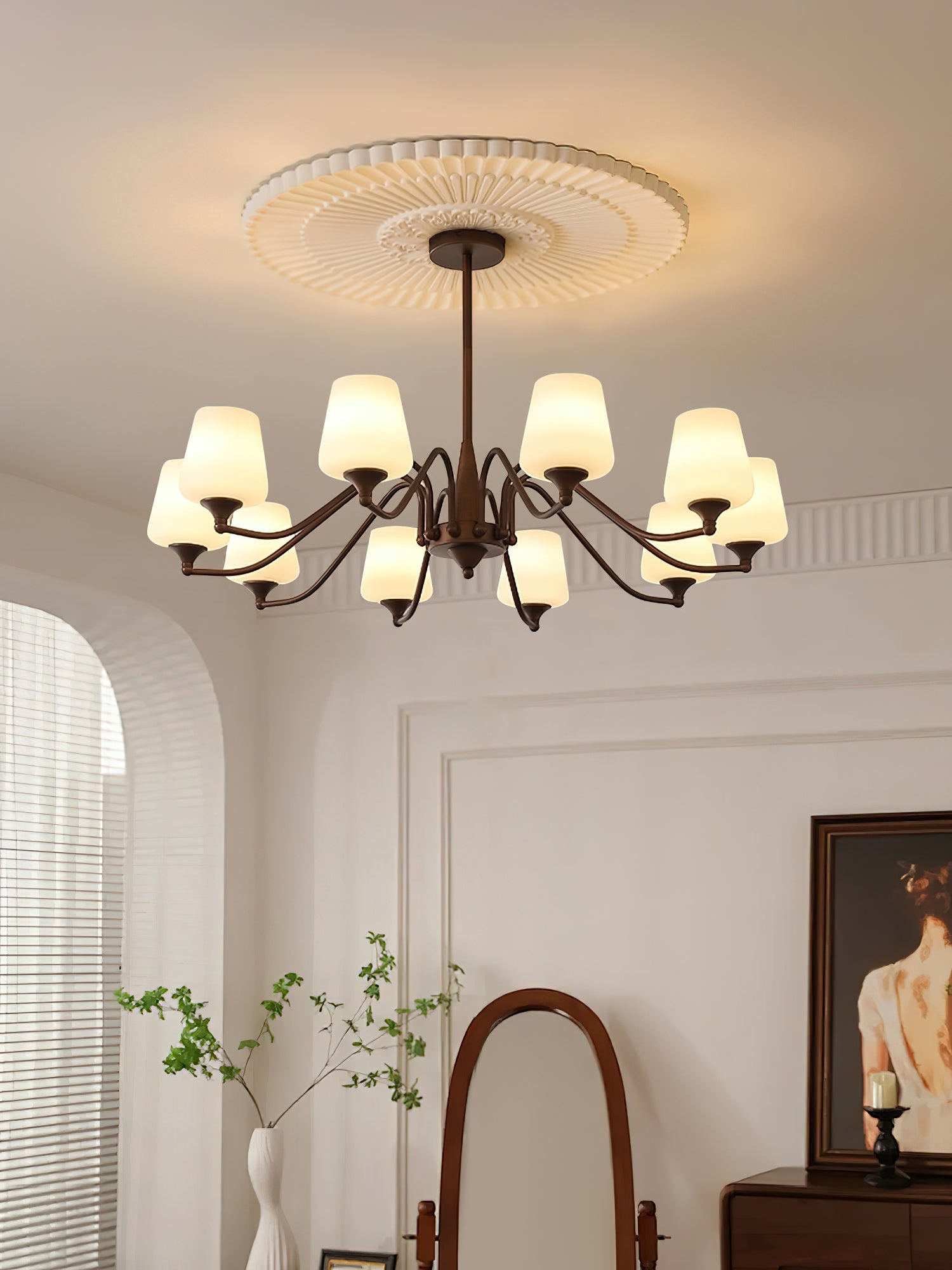 Aurora Chandelier Frosted Glass Shades - Lamp Outdoor