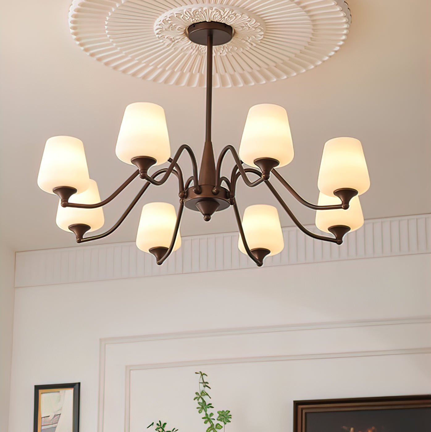 Aurora Chandelier Frosted Glass Shades - Lamp Outdoor
