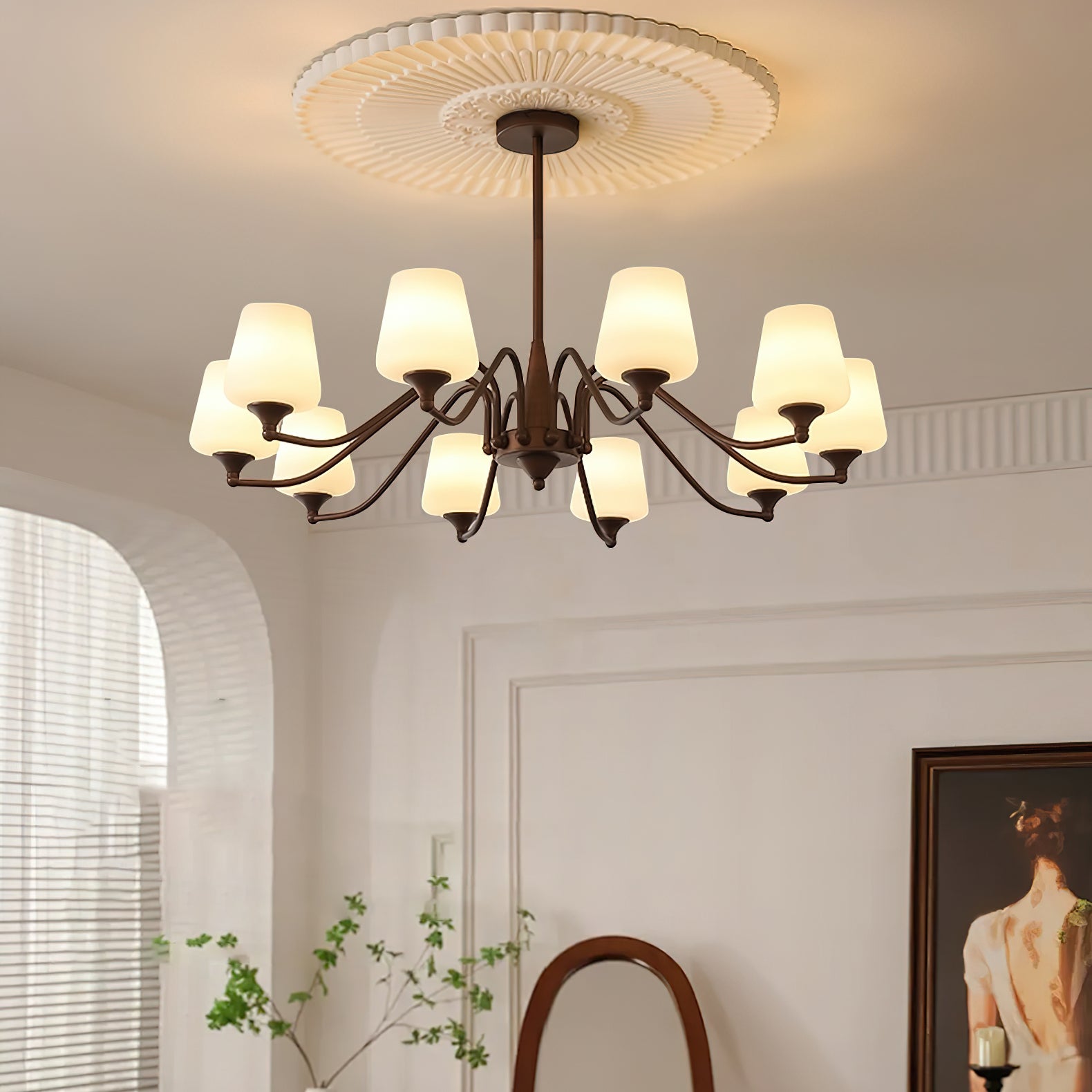 Aurora Chandelier Frosted Glass Shades - Lamp Outdoor