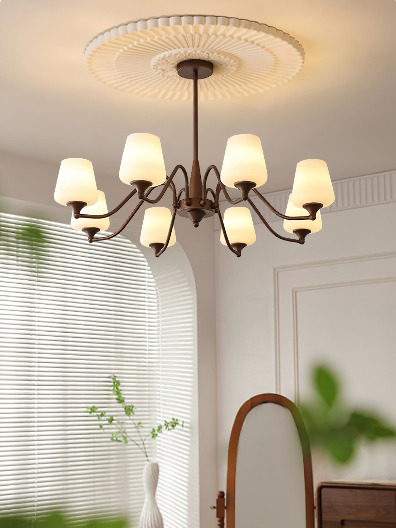 Aurora Chandelier Frosted Glass Shades - Lamp Outdoor