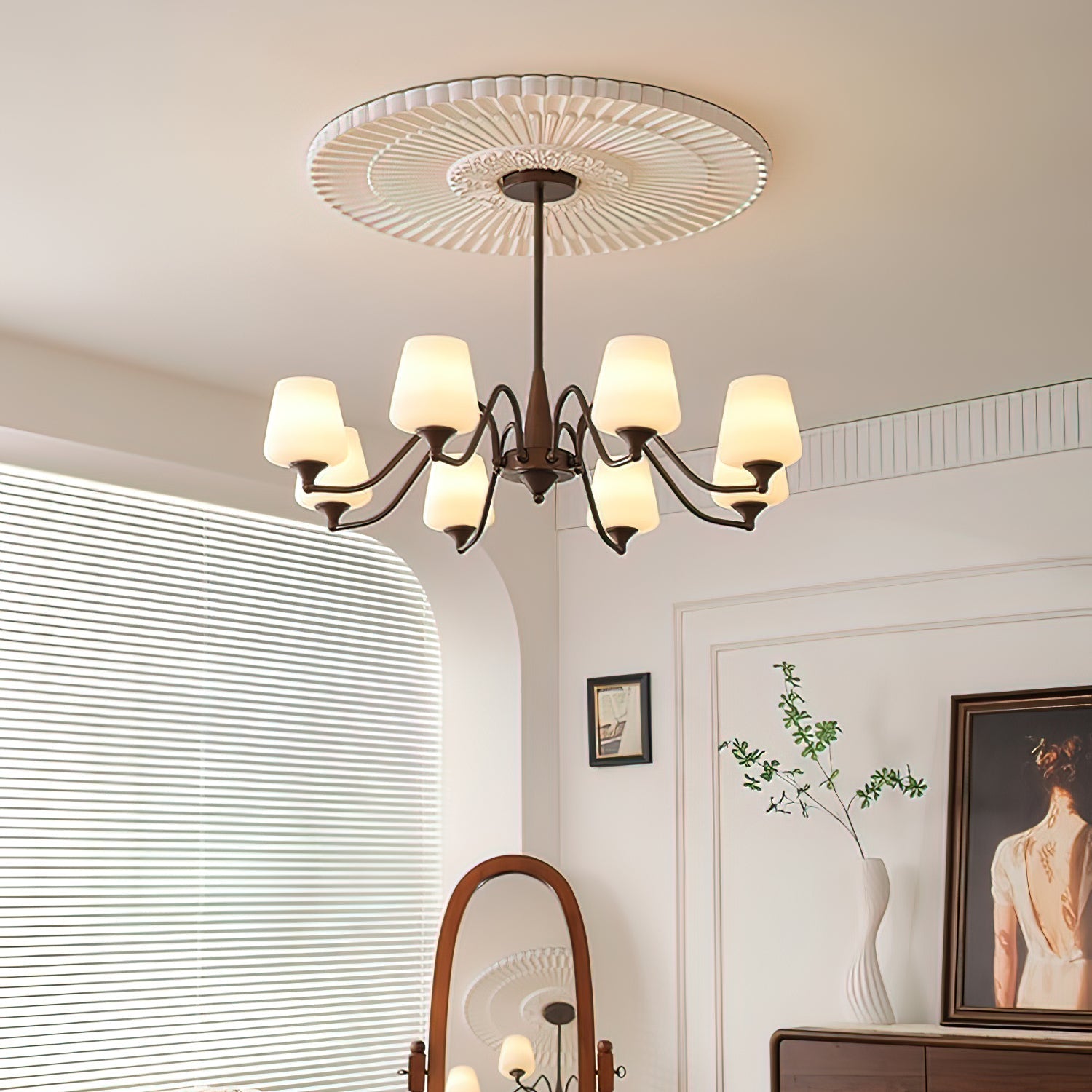 Aurora Chandelier Frosted Glass Shades - Lamp Outdoor