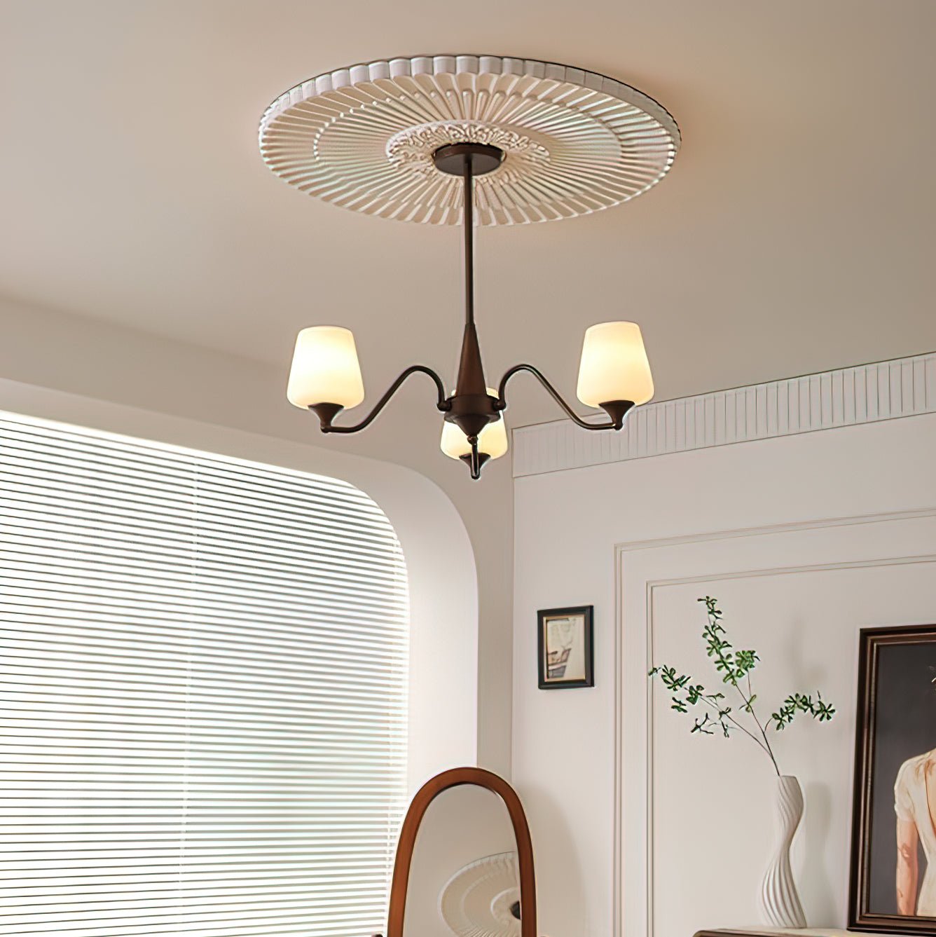 Aurora Chandelier Frosted Glass Shades - Lamp Outdoor