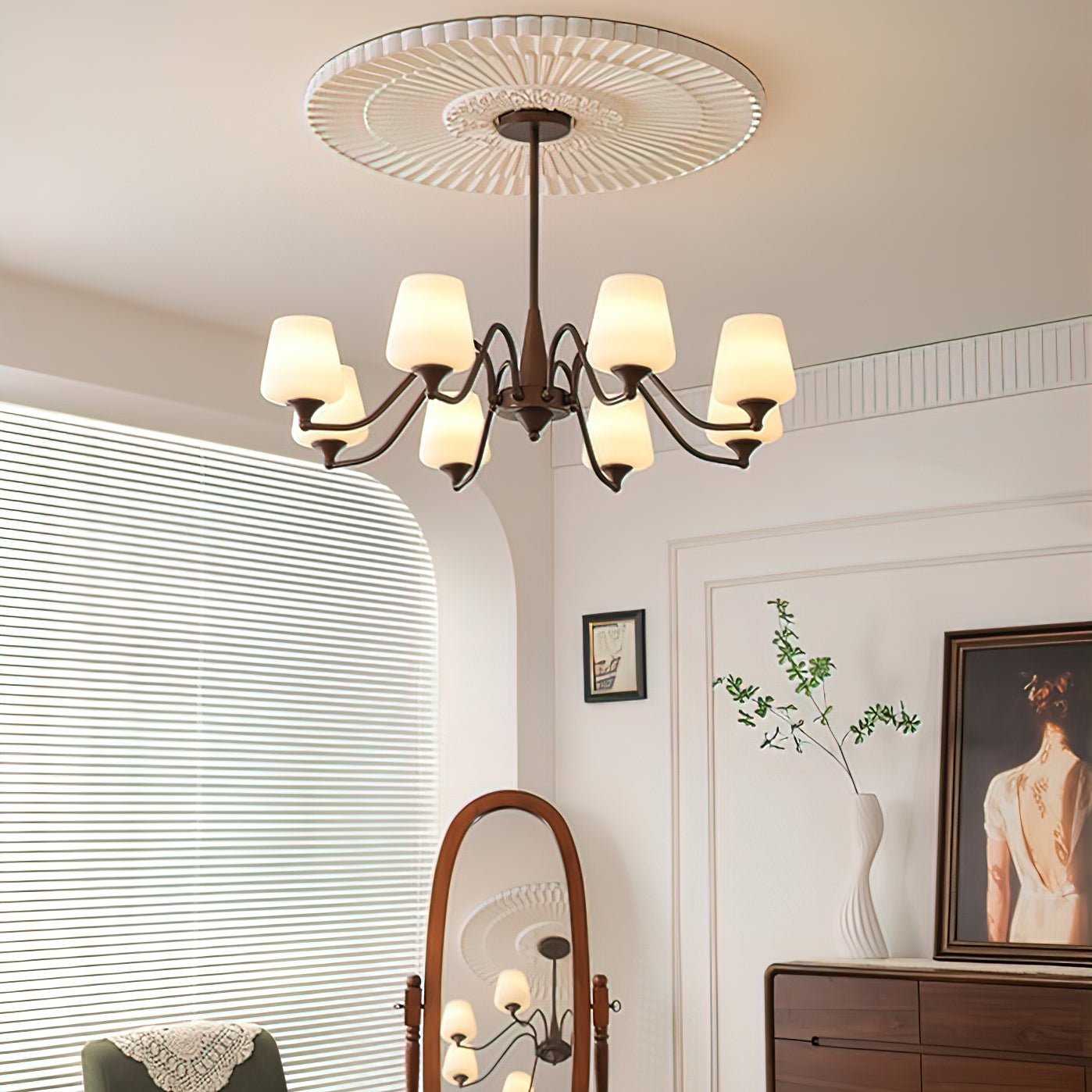 Aurora Chandelier Frosted Glass Shades - Lamp Outdoor