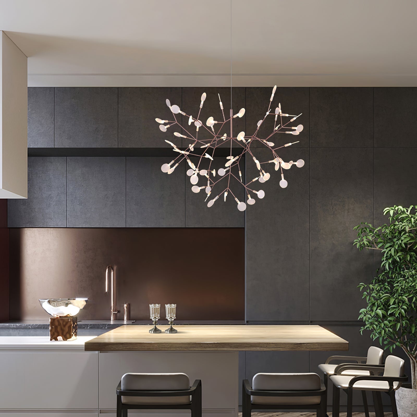 Rose Gold Firefly LED Chandelier - Lamp Outdoor