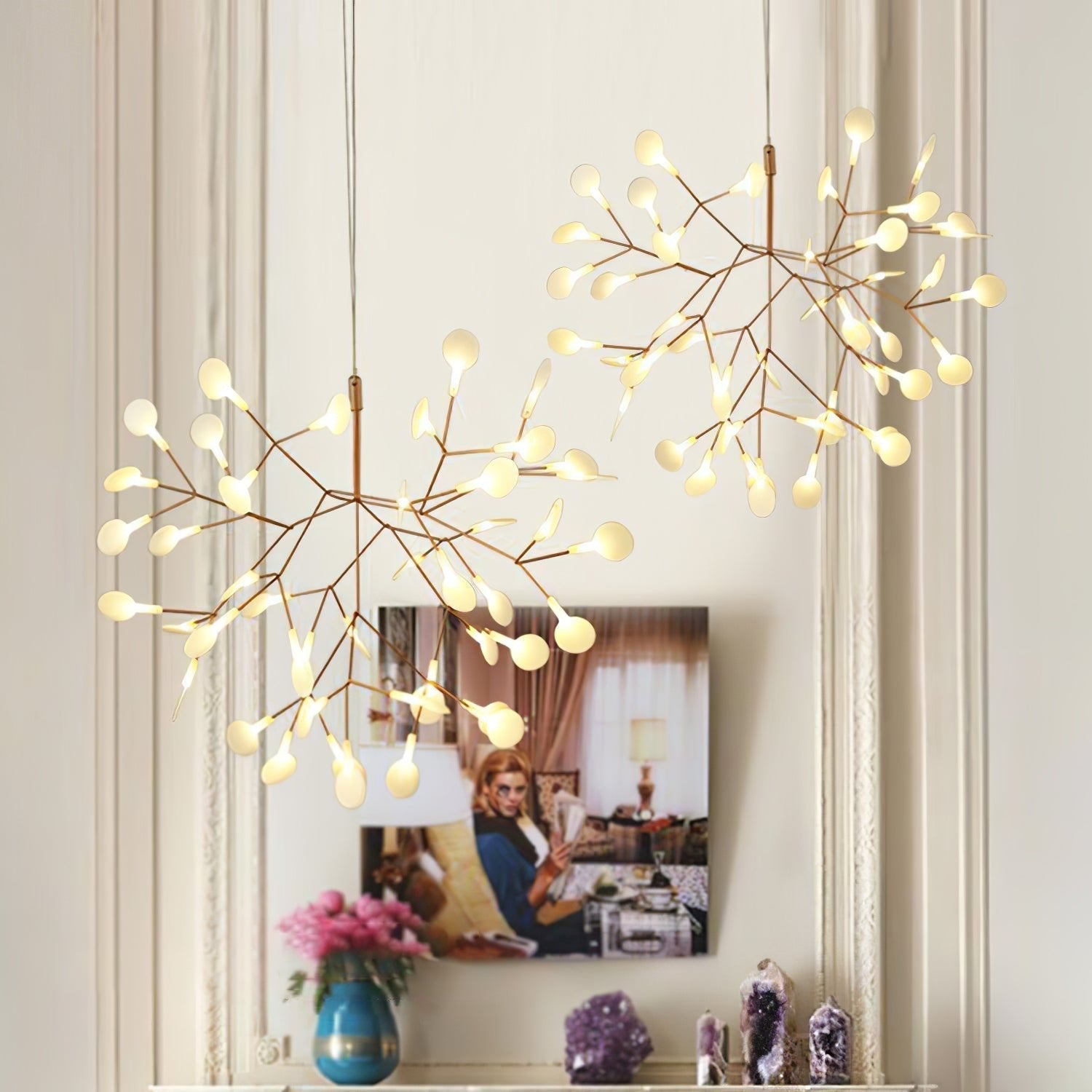 Rose Gold Firefly LED Chandelier - Lamp Outdoor