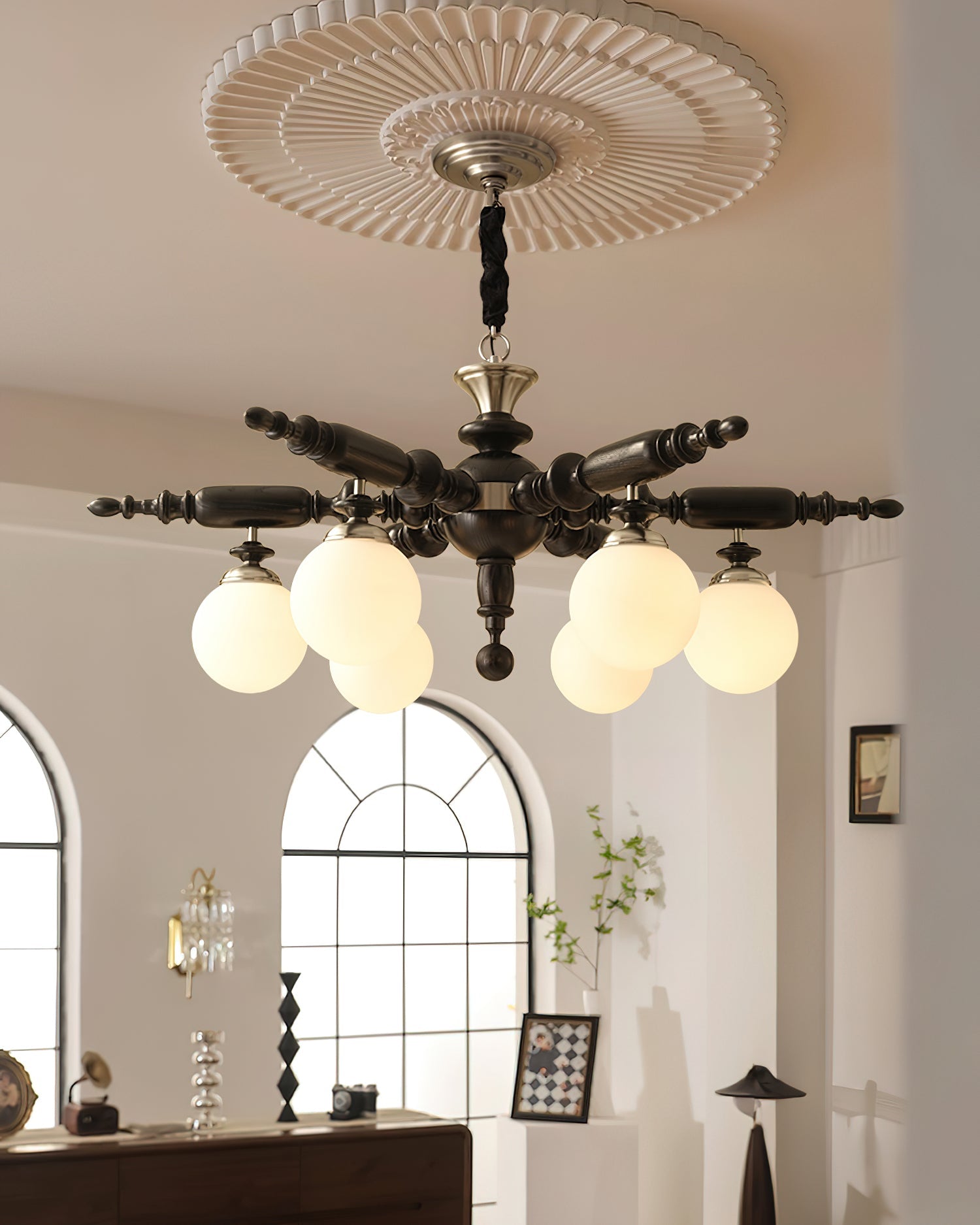 Olvenir Rustic Wood Glass Chandelier - Lamp Outdoor
