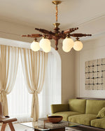 Olvenir Rustic Wood Glass Chandelier - Lamp Outdoor
