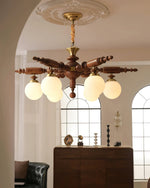 Olvenir Rustic Wood Glass Chandelier - Lamp Outdoor