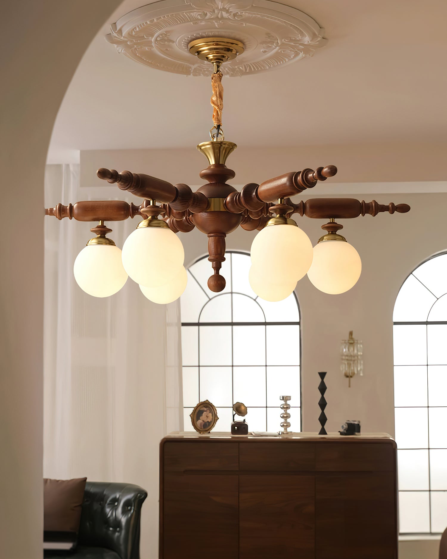 Olvenir Rustic Wood Glass Chandelier - Lamp Outdoor